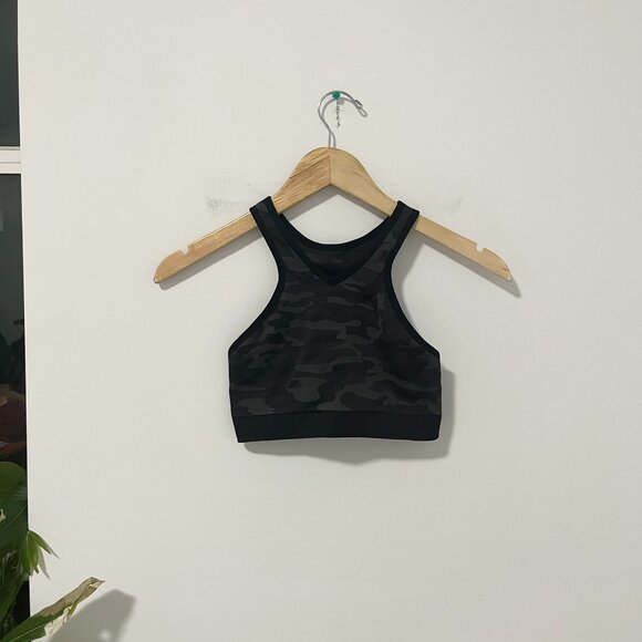 Other - Women's Black & Gray Camo Print Ribbed Sports Bra